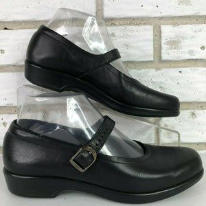 SAS Maria Black Leather Mary Jane Shoes